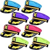 8 Pack Colorful Captain Hat Sailor Hat Unisex Boating Captain Hat Party Hats