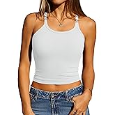 Missufe Racerback Crop Tank Tops for Women U Neck Ribbed Knit Summer 2025 Camisole Workout Basic Cami Shirts