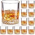 Mimorou 12 Pieces Old Fashioned Whiskey Glasses 10 oz Bourbon Cocktail Rocks Glasses for Whiskey Bourbon Liquor and Cocktail Drinks Gift for Men Home Bar(Elegant)