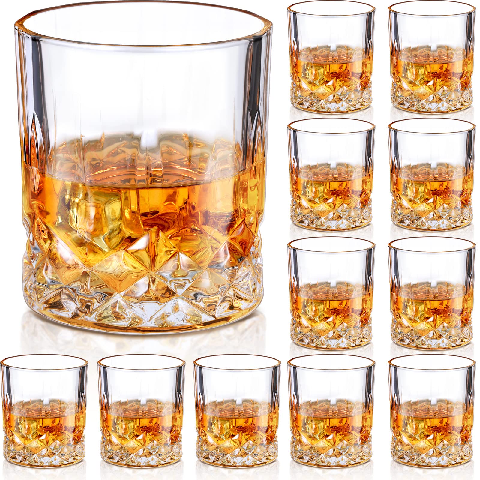 Photo 1 of Mimorou 12 Pieces Old Fashioned Whiskey Glasses 10 oz Bourbon Cocktail Rocks Glasses for Whiskey Bourbon Liquor and Cocktail Drinks Gift for Men Home Bar(Elegant)