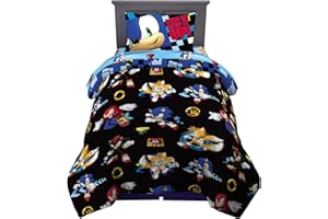 Sonic the Hedgehog Anime Kids Super Soft Comforter and Sheet Set, 4 Piece Twin Size by Franco
