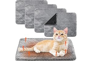 Drydiet 4 Pack Self Heating Cat Pad 16 x 20 Inch Self Warming Cat Bed Non Slip Warm Dog Pad Mat Washable Pet Kennel Crate Bed Mat for Indoor Outdoor Pets(Gray,16 x 20 Inch)
