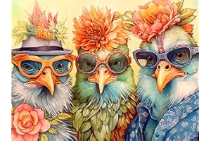 Lophomie Chicken Diamond Art Kits for Beginners Diamond Painting Kits for Adults Round Full Drill Diamond Painting Gem Art for Home Wall Decoration Gift 16×12inch