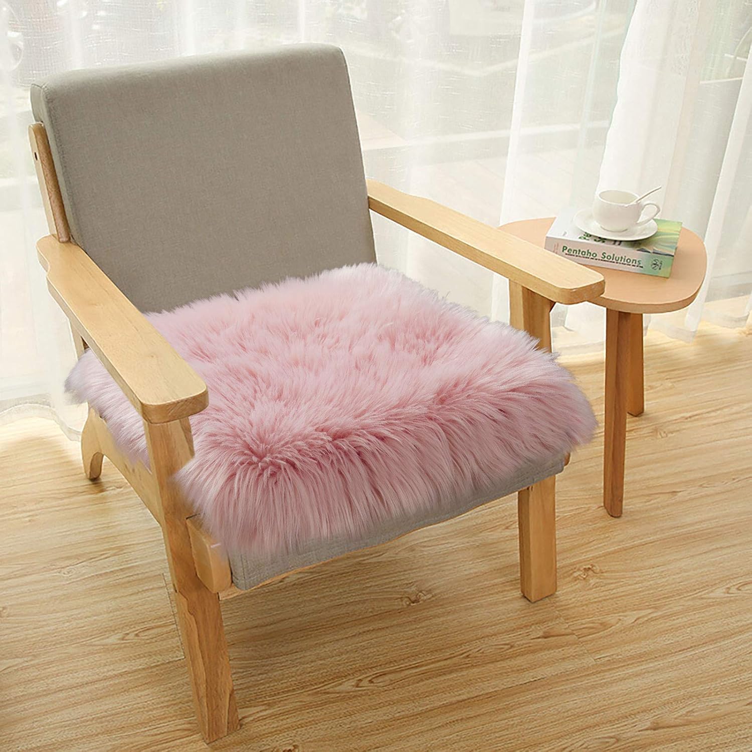 Junovo Premium Soft Square Faux Fur Seat Cushion Plush