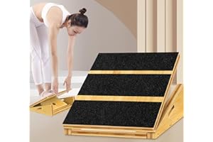 Naitesen Bamboo Slant Board Calf Stretcher Max 600lbs Weight Capacity Squats Wedge Adjustable Incline Balance Board for Hamstring Knees Ankle Heel Foot Leg Stretching Training