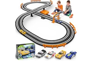 FEDONAK Slot Car Race Track Sets for Boys, Race Car Track with 2 High-Speed Slot Cars, Battery or Electric Car Track, Dual Racing Game Lap Counter Track Sets, Toys Gifts for Boys Girls Ages 4 5 6 7 8-12