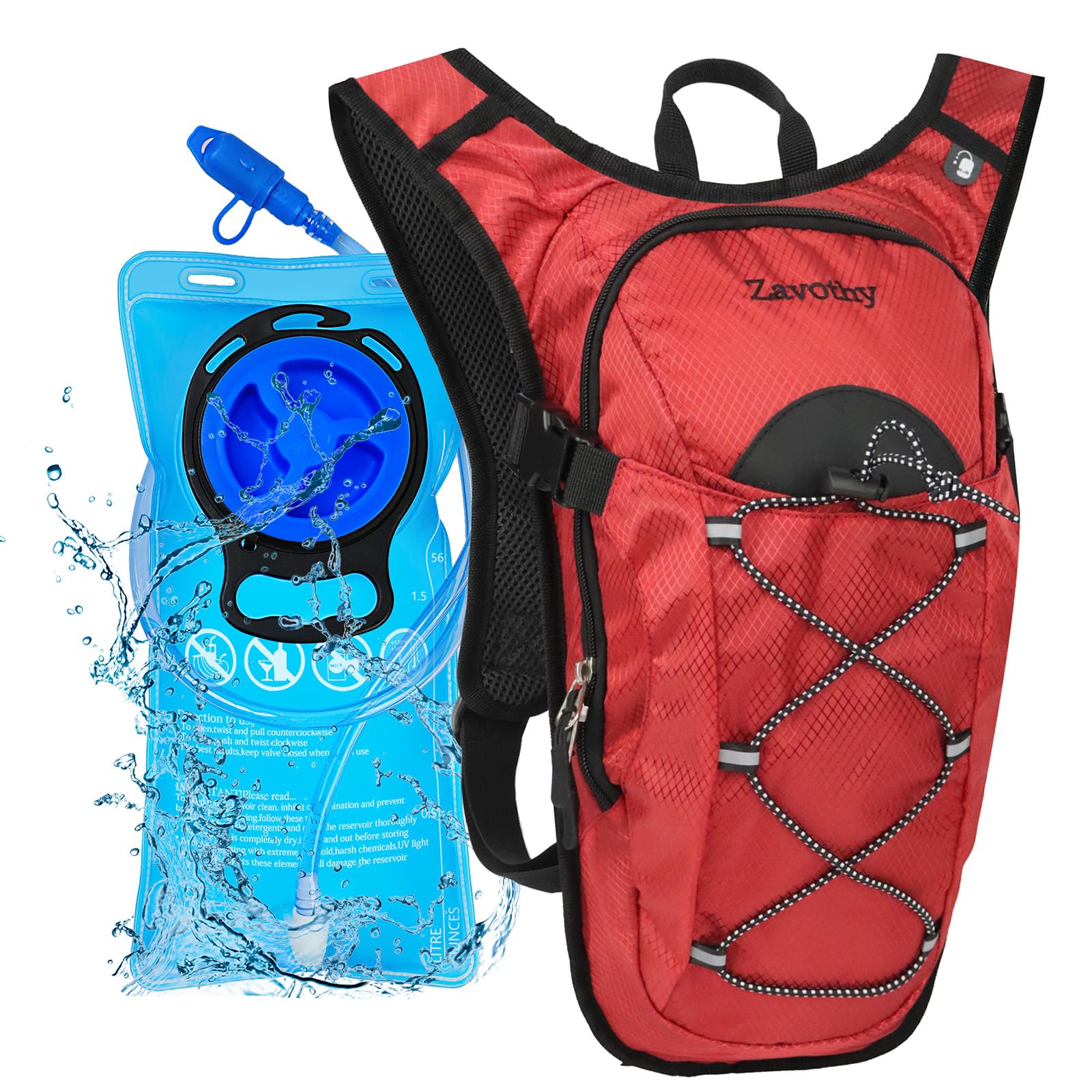 Photo 1 of Zavothy Lightweight Hydration Backpack with 2L Water Bladder Water Backpack Hydration Pack for Cycling Running Biking Hiking Backpack Red