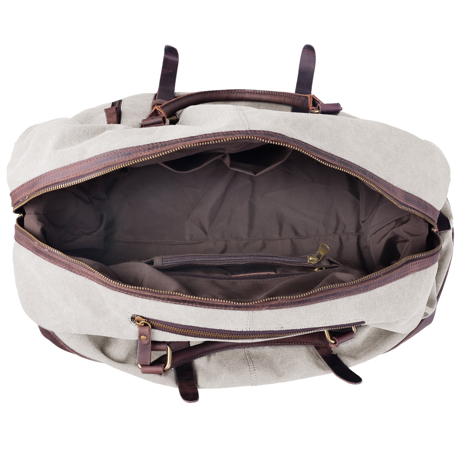 Oversized Canvas Leather Trim Travel Tote Duffel Shoulder Handbag