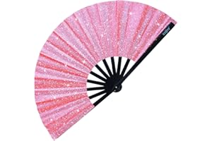 Krifey Large Folding Hand Fan – Bold Snap Fans for Line Dancing, Rave, EDM Festivals & Drag Shows – Statement Accessory for Women, Baddies & Party Queens