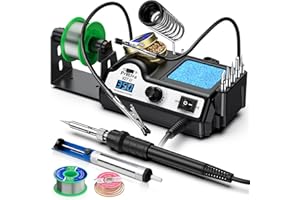 Preciva 927II Digital Soldering Iron Station Kit 60W High Power,5 Extra Iron Tips, 2 Helping Hands,Lead-Free Solder, Solder S