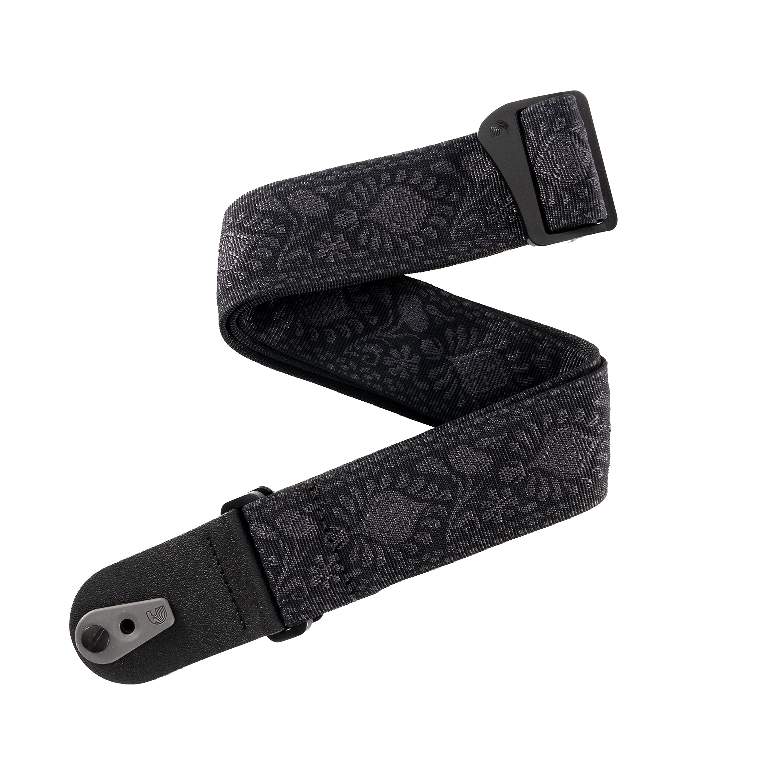 Planet Waves D'Addario Pad Locking Guitar Strap - Electric, Acoustic & Bass Guitar Strap - Monterey Black Tubular Leather