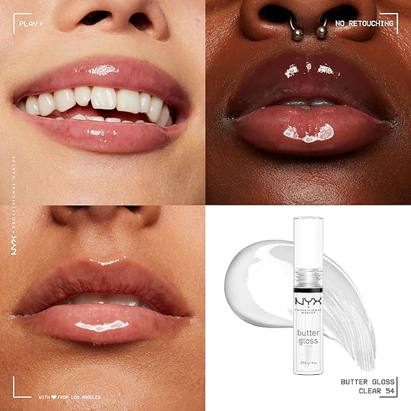 NYX PROFESSIONAL MAKEUP BUTTER GLOSS, NON-STICKY LIP GLOSS – SUGAR GLASS ,CLEAR