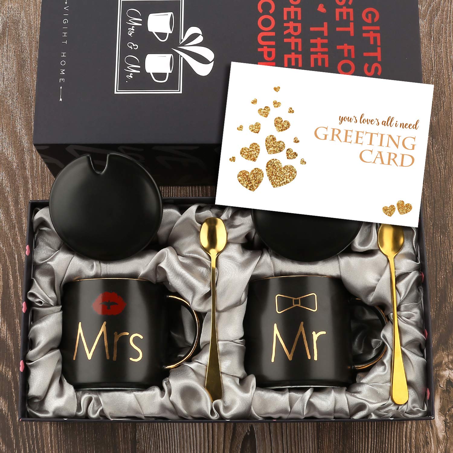 Sovyime Mr and Mrs Couples Coffee Mugs Cups Gifts Set for Engagement Wedding Bridal Shower Bride and Groom to Be Newlyweds Anniversary - Ceramic Marble — image 1
