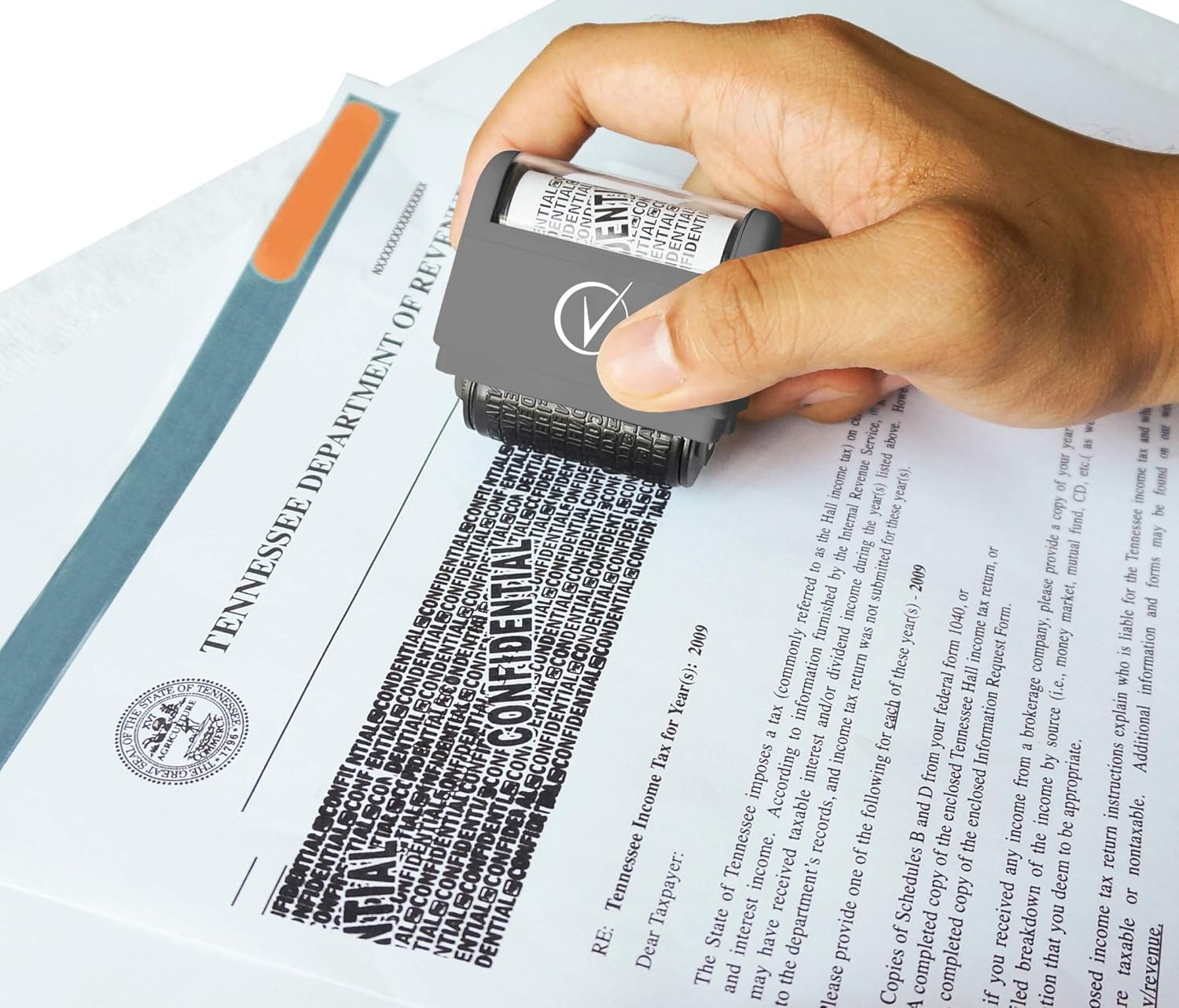 Vantamo Address Blocker Stamp for Hiding Sensitive Information Wide Identity Theft Protection Roller Stamp with 6 Refills - Image 5