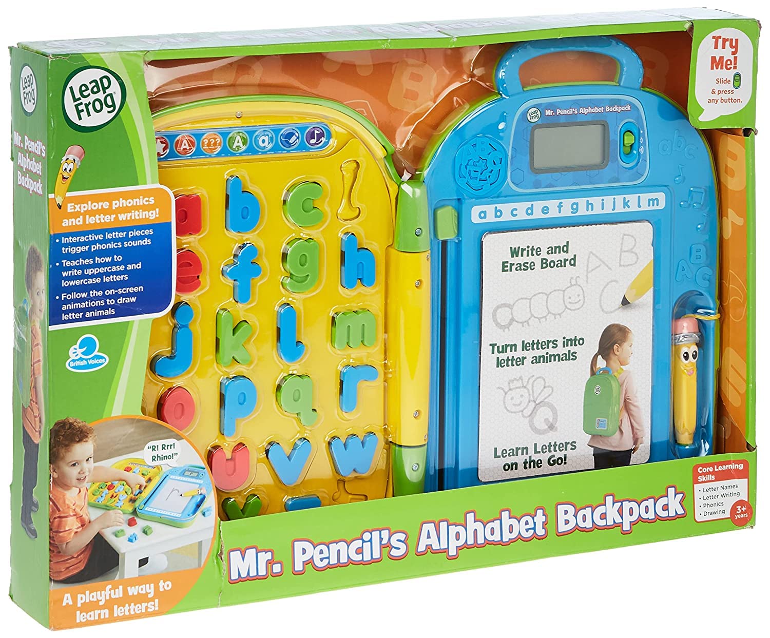LeapFrog Mr Pencil's Alphabet Backpack Interactive Learning Toy, Educational Baby Toy with LCD Screen, Interactive Toy with Letters and Sounds for Toddlers and Kids Boys and Girls from 2, 3, 4 Years