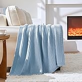 Chunky Knit Blue Throw Blanket for Couch Soft Cozy Thick Cable Knitted Throw Blankets for Sofa Bed Cute Decorative Throw Blanket for Living Room,50"x 60",Light Blue