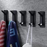 GlazieVault Black Coat Hooks 10 Pack Zinc Alloy Heavy Duty Wall Mounted Adhesive