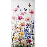 GAIIIIYOU Spring Summer Wildflowers Bath Towel Colorful Floral Butterfly Oversized Towel for Women Bathroom