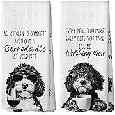Mcehtle Funny Bernedoodle Kitchen Towels Set of 2, Dog Kitchen Accessories, Coffee Wine Station Decor, Dog Chef Gift Hand Towel, Dining Room Decorative Tea Towel Dish Towels 16x24 Inch