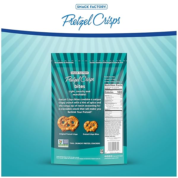 SNACK FACTORY PRETZEL CRISPS BITES, SPICY RANCH PRETZELS, 12 OZ