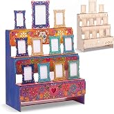 Beeveer Traditional Day of the Dead Ofrenda Altar Wooden Shadow Box | Dia De Los Muertos Altar, Tiered Wooden Frame, Holds Photos Candles Marigolds, Remembrance Picture Frame Home Decor