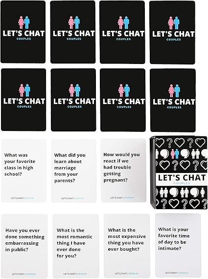 Amazon Com Lets Chat 150 Pack Fun And Romantic Card Game Couples Conversation Starter Cards Toys Games
