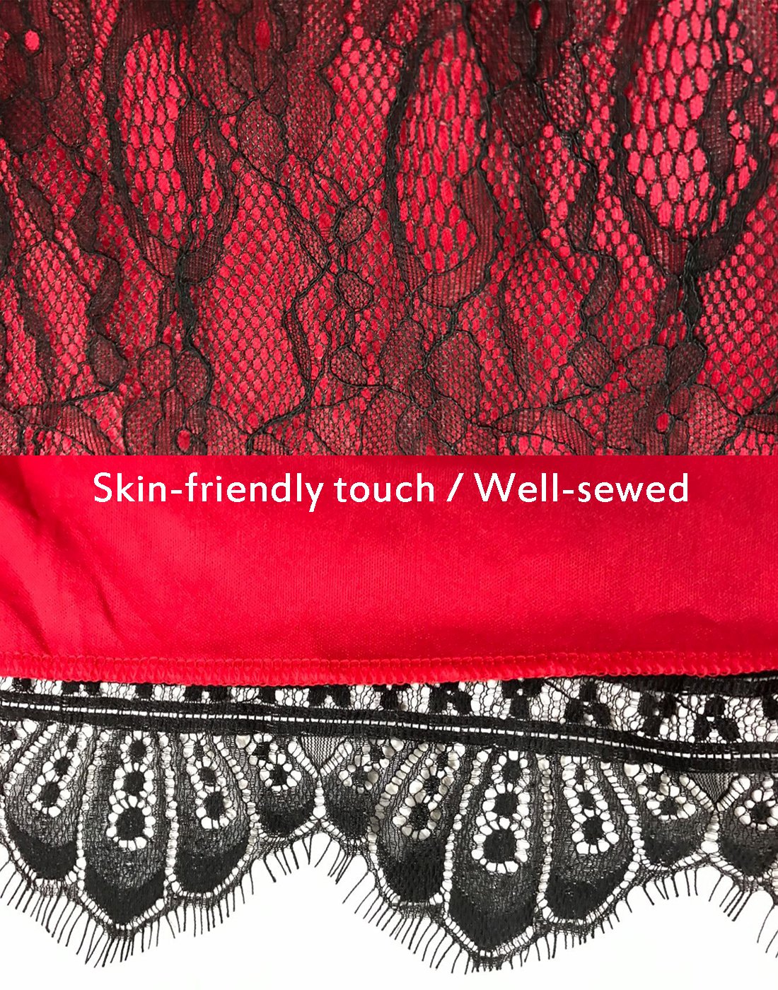 WANTU Womens Gothic V-neck Empire Waist Lace Party Midi Dress (US 22-24, red)