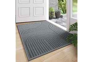 Front Door Mat 17''x30'', Absorbent Muddy Dirt Resist Washable Non Slip Low-Profile Indoor Doormat, Welcome Entryway Door Mat