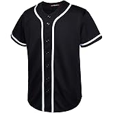 EALER BJ80 Series Mens Baseball Jersey Button Down Shirts Short Sleeve Hipster Hip Hop Sports Uniforms