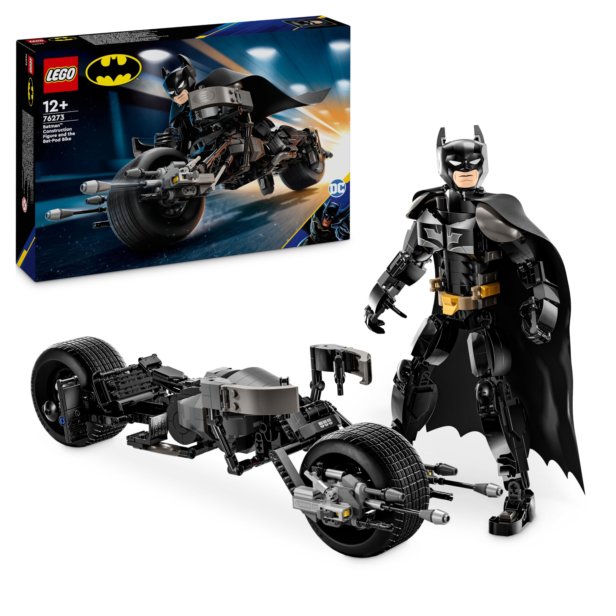 LEGO DC Il Personaggio Costruibile di Batman con Bat-Pod, Moto e Action Figure Giocattolo da Il Cavaliere Oscuro da Costruire, Regalo da Supereroi per Bambini, Bambine e Adulti da Collezione 76273