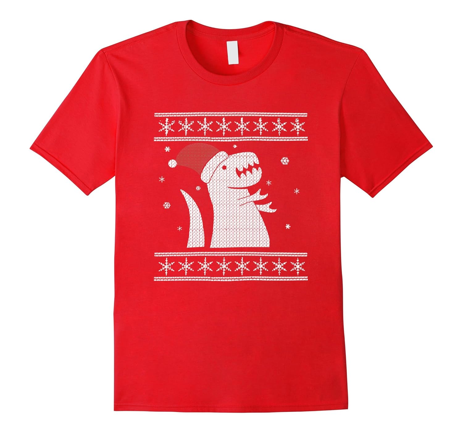 Ugly Christmas Sweater Style Dinosaur In The Snow T-shirt-ANZ