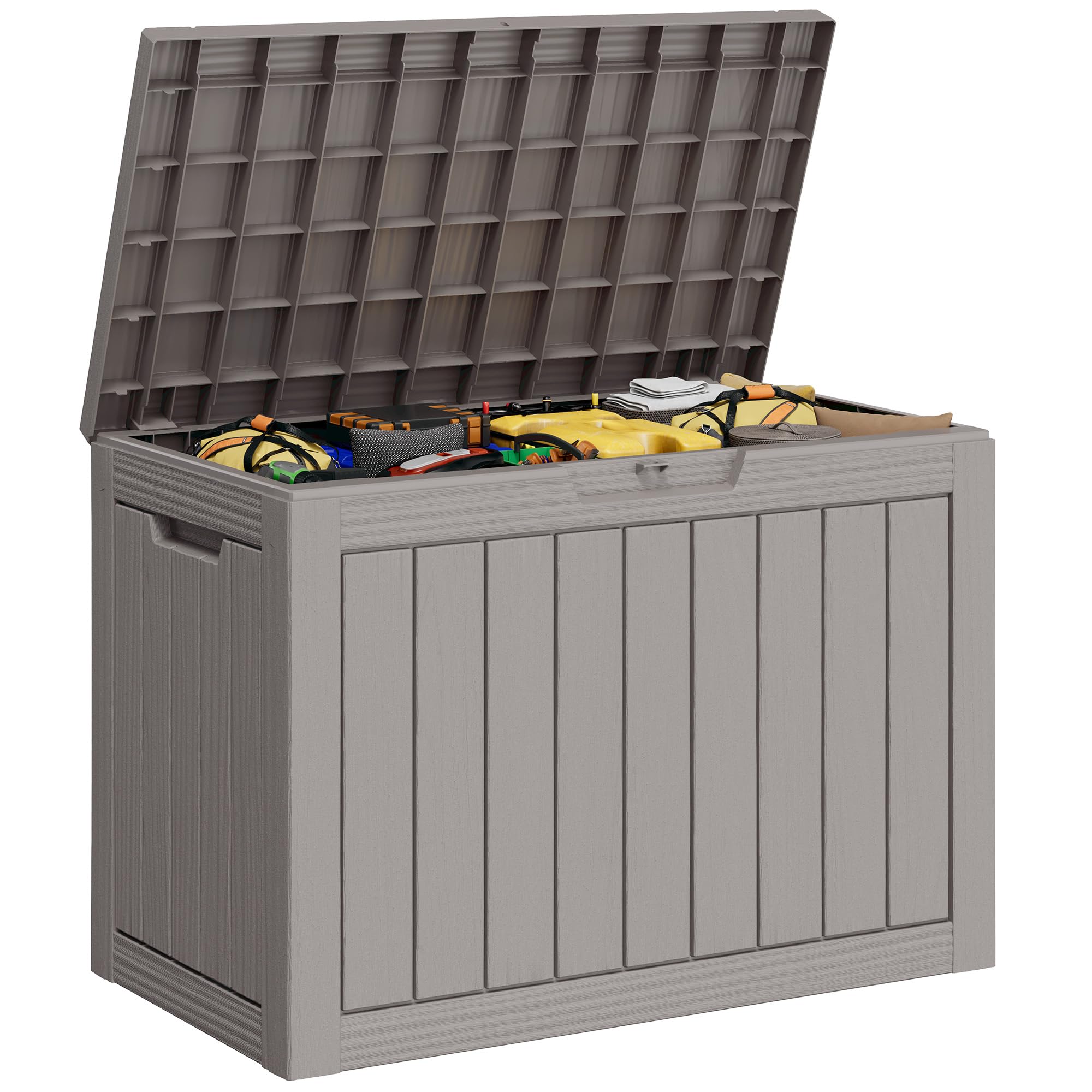 KAMABOKO 45 Gallon Outdoor Storage Box, All-Weather Deck Box for Patio Furniture, Package Deliveries, Garden Tools, Pool Supplies & Cushions, Grey Image