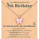 UNGENT THEM Happy 5th 6th 7th 8th 9th 10th 11th 12th Birthday Gifts, You Make The World A More Beautiful Place Butterfly Necklace Bday Presents