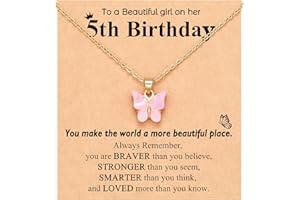 UNGENT THEM Happy 5th 6th 7th 8th 9th 10th 11th 12th Birthday Gifts, You Make The World A More Beautiful Place Butterfly Necklace Bday Presents