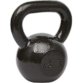 Amazon Basics Cast Iron Kettlebell for Strength Training, Textured Wide Handle, Black