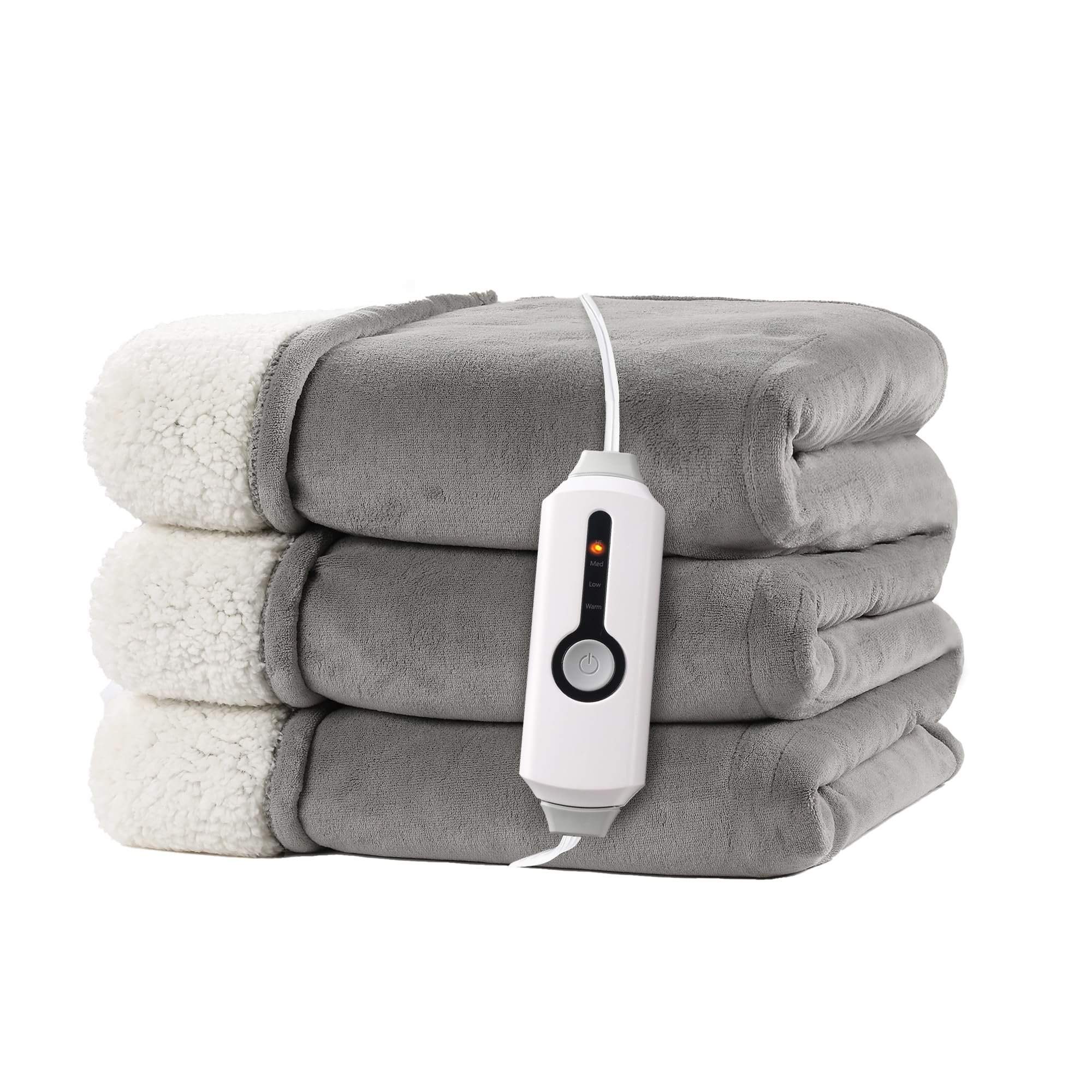 Photo 1 of *********READ CLERK NOTES**********  
RALYSUN Electric Heated Blanket 72"x84" Full Size - Dual-Sided with Microplush & Sherpa Fabric, 4 Heat Settings & 10 Hours Auto Off, Machine Washable - Light Gray