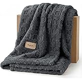 Bedsure Waffle Throw Blanket for Couch - Dark Grey GentleSoft Fluffy Checkered Blanket for Sofa Bed Room Decor, Super Cozy Fleece Throw for Women, Warm Cute All Season Gift, 50x60 Inches