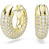 Swarovski Dextera Hoop Earrings, Pavé, White, Gold-tone Finish