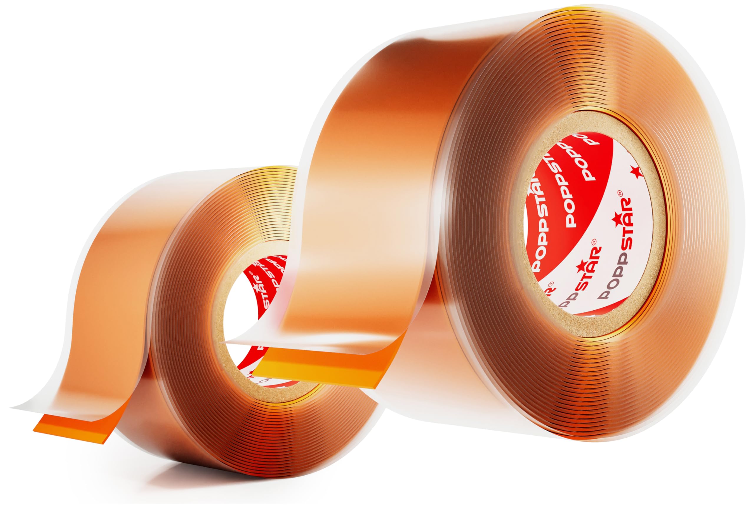POPPSTAR Self-Fusing Silicone Band, Silicone Tape, 3m x 25mm, Sealing & Insulating Strip (water-tight, air-tight), orange, 2 Rolls