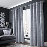 always4u Soft Velvet Curtains 95 Inch Length Luxury Bedroom Curtains Silver Foil Print Window Treatments for Living Room Set of 2 Silver