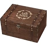 AW BRIDAL Large Mr and Mrs Wedding Keepsake Memory Box, Bridal Shower Gifts | Wooden Box with Lids, Wedding Gifts for Couples, Engagement Bachelorette Party Gift for Newlyweds Bride to Be, 10.6*7.8*5.5"