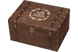AW BRIDAL Large Mr and Mrs Wedding Keepsake Box with Lids, Engraved Wooden Storage and Decorative Box, Bridal Shower Gifts fo
