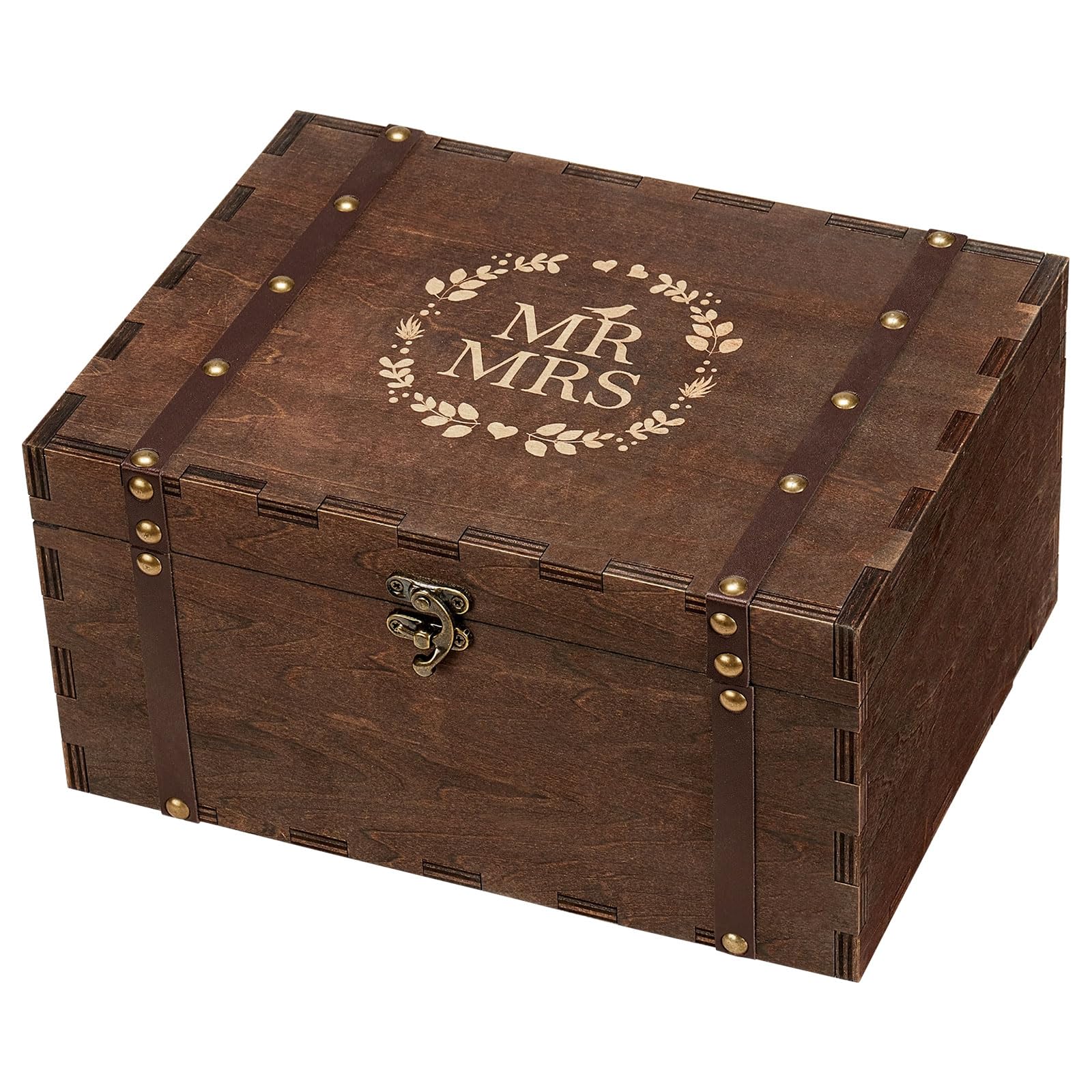 Photo 1 of AW BRIDAL Large Mr and Mrs Wedding Keepsake Box with Lids, Engraved Wooden Storage and Decorative Box, Bridal Shower Gifts for Bride Bachelorette, Engagement Gift for Couples Newly Engaged