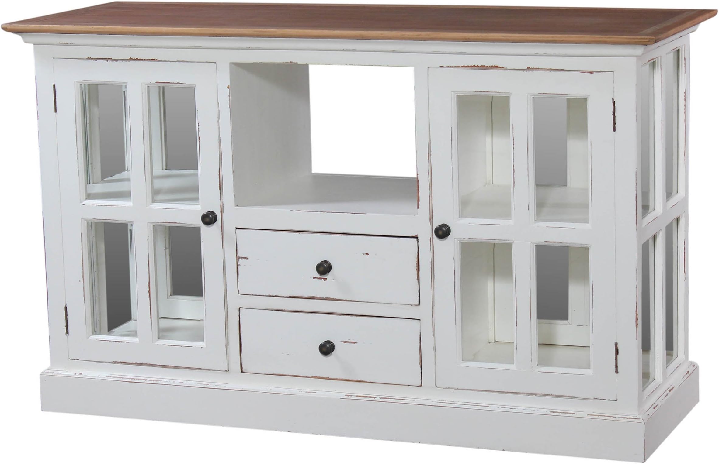 Chic Retreat Master Chef Clearwater Kitchen Island with Solid Wood Work Top, Antique White and Maple