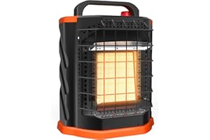 Fitfirst Portable Propane Heater - 9000 BTU Outdoor Tent Heater for Camping, 2 Heat Settings & Tip-Over/ODS Protection, Versatile for Indoor, RV, Garage, Patio, Ice Fishing, Hunting, Power Outage