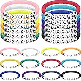 Trnayi 24 Pcs Valentine's Soccer Gift Bracelets Stackable Clay Beaded Bracelets Soccer Party Favors Beaded Ball Adjustable Clay Bracelet Jewelry Sports Gifts Supplies