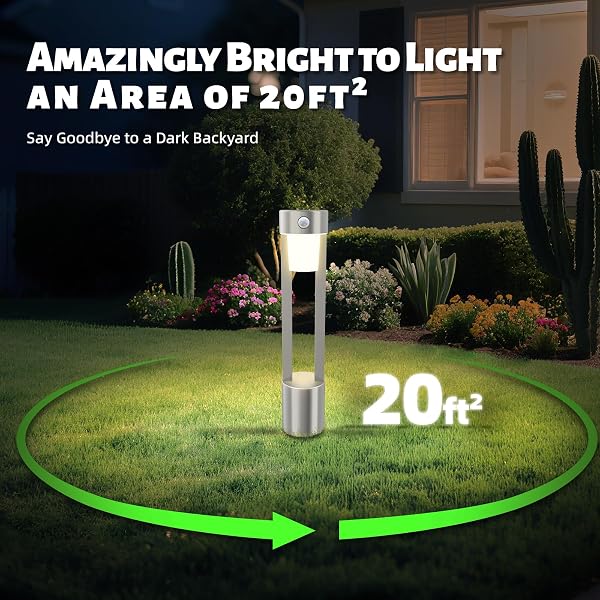 SOLAR BOLLARD LIGHTS OUTDOOR STAINLESS STEEL PATHLIGHT 2PACK