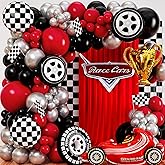 ALL-IN-1 Race Car Balloon Arch Kit with BONUS Trophy & Number 2 - Cars Balloon Garland Kit for Lightning McQueen Cars 2 Birthday Party Supplies & Hot Wheels Balloons RaceCars Decorations