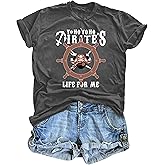 Womens Pirate Shirt Cruise Skull Graphic Tee Cruise Trip Shirts Funny Causal Short Sleeve Tee Top