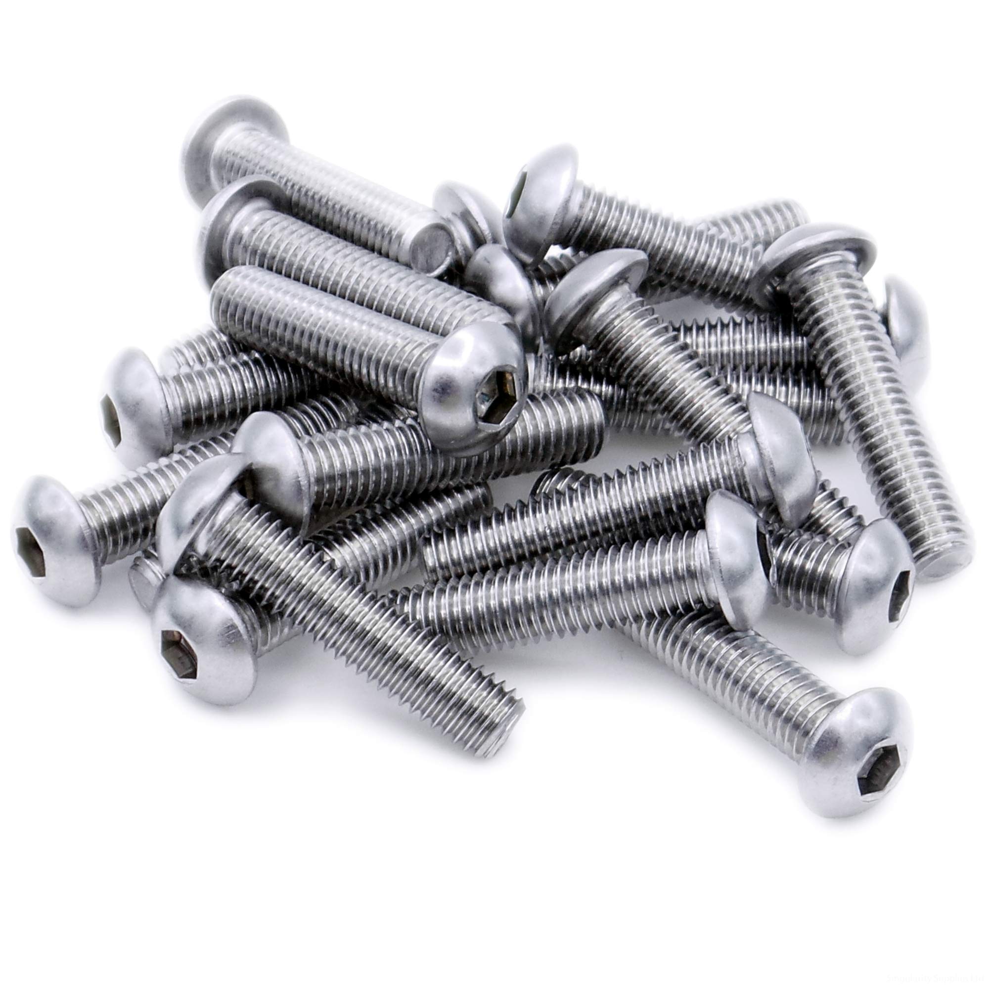 M8 (8mm x 8mm) Hex Socket Button Machine Screw (Bolt) - Stainless Steel (A2) (Pack of 20)
